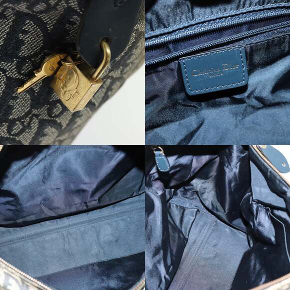 DIOR Trotter Canvas Boston Bag Navy Gold - Picture 11 of 12